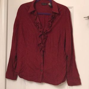 New York and company ruffle long sleeve shirt